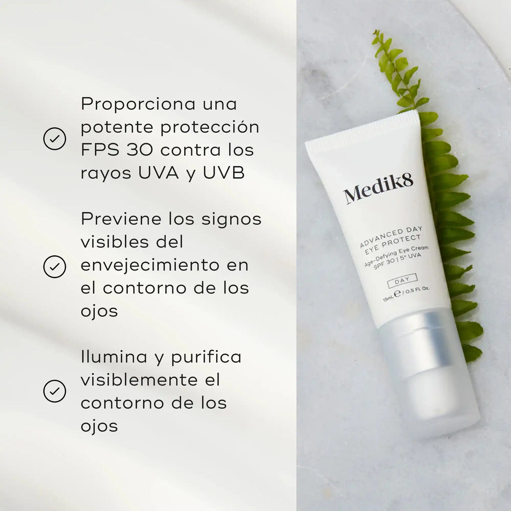 Beneficios de usar el contorno de ojos con protección solar de Medik8  Advanced Day Eye Protect