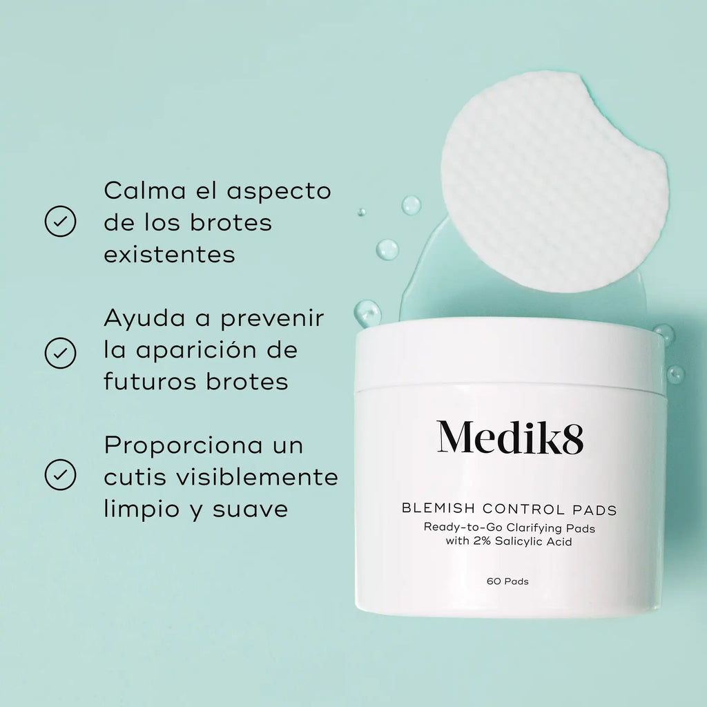 Beneficios de usar almohadillas faciales Blemish Control Pads de Medik8