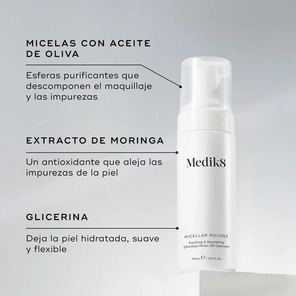 Limpiador ultrasuave e hidratante Micellar Mousse™ de Medik8-hover-11