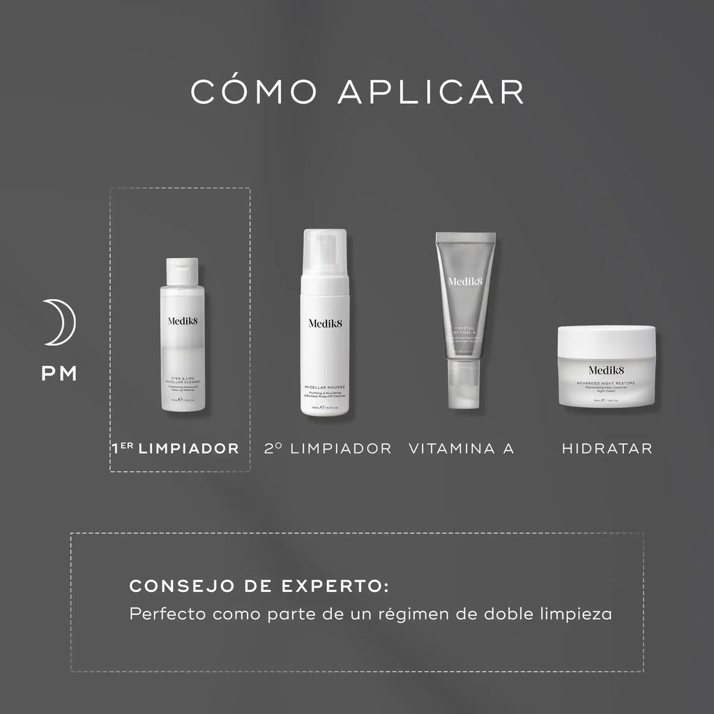 Acondiciona y protege el contorno de ojos y labios con Eyes & Lips Micellar Cleanse™